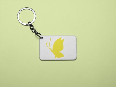 Yellow Butterfly - Printed acrylic animated Keychain(Pack Of 2)