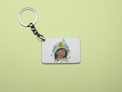 Isabela looking left side - Printed acrylic animated Keychain(Pack Of 2)