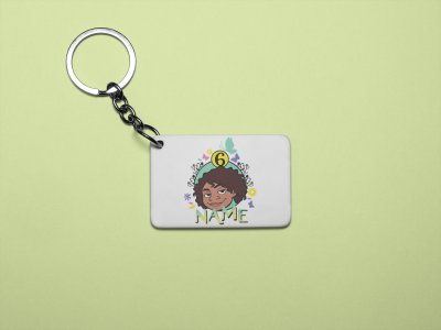 Curly hair girl, freckles on face- Printed acrylic animated Keychain(Pack Of 2)