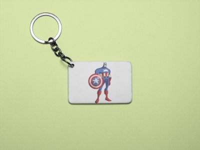 Captain America standing- Printed acrylic animated Keychain(Pack Of 2)