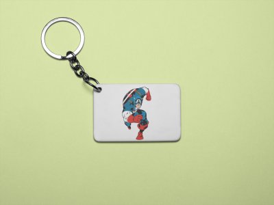 Captain America running - Printed acrylic animated Keychain(Pack Of 2)