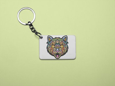 Colourful cat - Printed acrylic animated Keychain(Pack Of 2)
