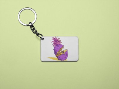 Violent pineapple - Printed acrylic animated Keychain(Pack Of 2)