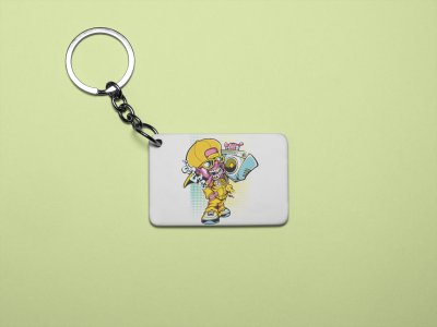 Boy listening song - Printed acrylic animated Keychain(Pack Of 2)