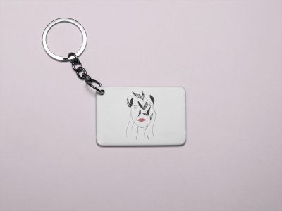 Women With Red Lipstick- Printed Acrylic Keychains(Pack Of 2)