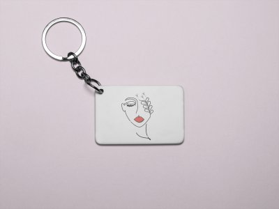 Women with flower- Printed Acrylic Keychains(Pack Of 2)