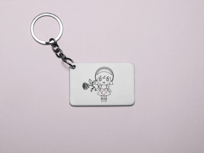 Rose Girl- Printed Acrylic Keychains(Pack Of 2)