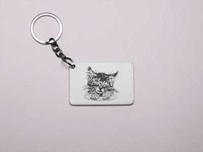 Cute Cat- Printed Acrylic Keychains(Pack Of 2)