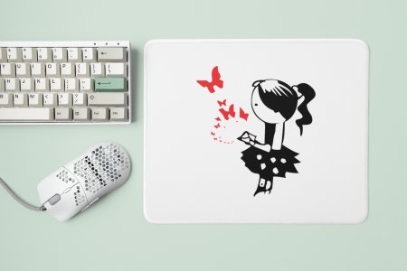 Girl with letter- Designable Printed Mousepads(20cm x 18cm)