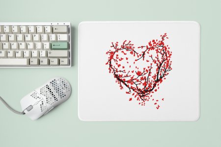 Heart With Flowers And Branches - Designable Printed Mousepads(20cm x 18cm)