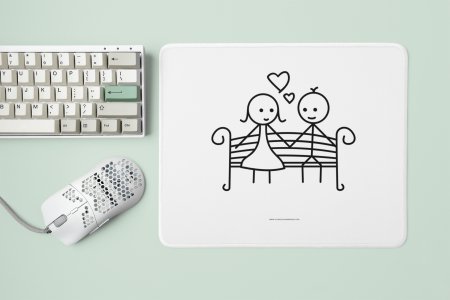 Couple Setting Bench- Designable Printed Mousepads(20cm x 18cm)