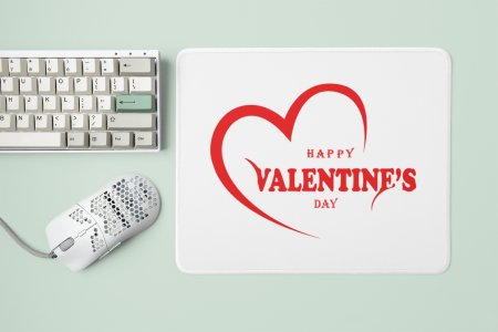 Happy Valentine's Day text in Red - Designable Printed Mousepads(20cm x 18cm)
