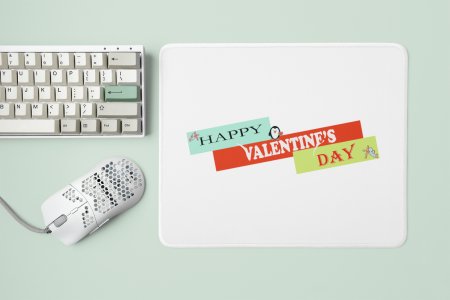 Happy Valentine's Day Colourfull Text - Designable Printed Mousepads(20cm x 18cm)