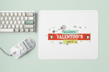 Happy Valentine's Day Colourfull Text With Star And Moons - Designable Printed Mousepads(20cm x 18cm)