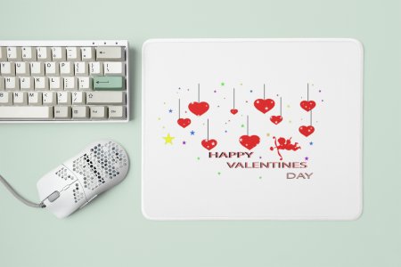 Happy Valentine's Day With Hanging Hearts Hearts - Designable Printed Mousepads(20cm x 18cm)