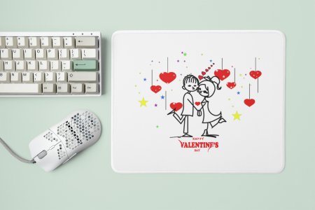 Couple Holding Hands Romantic With Hanging Hearts - Designable Printed Mousepads(20cm x 18cm)