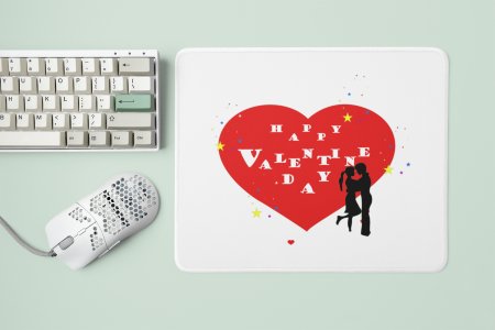 Happy Valentine Day text in White - Designable Printed Mousepads(20cm x 18cm)