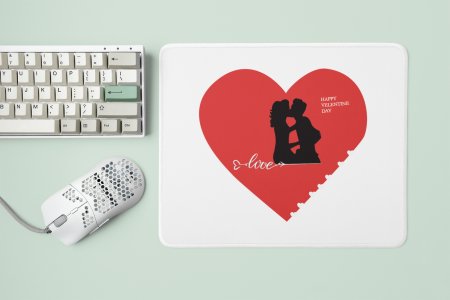Happy valentine's Day With Cute Kissing Couple - Designable Printed Mousepads(20cm x 18cm)