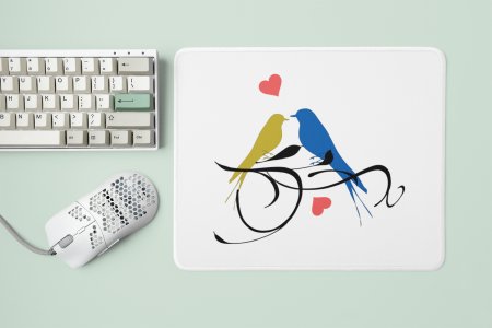 Love Birds With Cute Heart- Designable Printed Mousepads(20cm x 18cm)