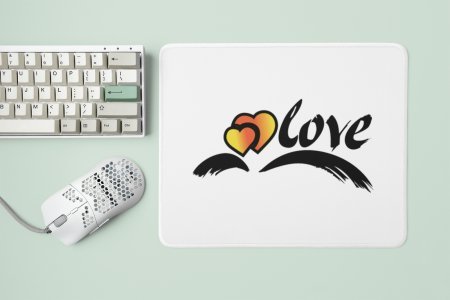 Love Text With Double Hearts- Designable Printed Mousepads(20cm x 18cm)