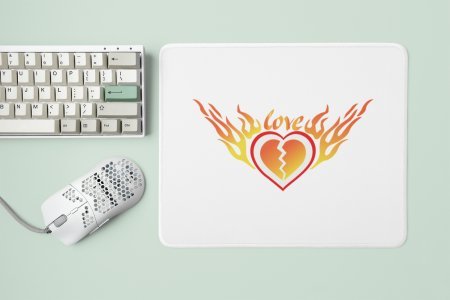 Broken Heart With Fire- Designable Printed Mousepads(20cm x 18cm)