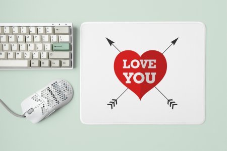 Love You text in Heart - Designable Printed Mousepads(20cm x 18cm)