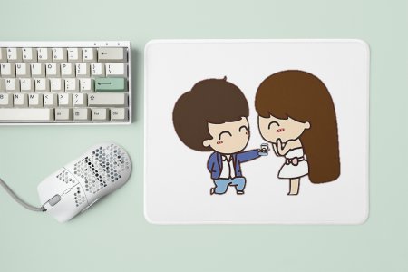 Boy proposed to surprised girlfriend, engagement- Designable Printed Mousepads(20cm x 18cm)