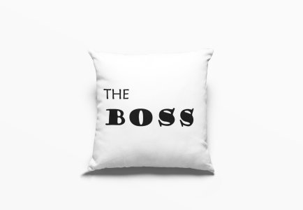 The Boss Text In Black -Printed Pillow Covers For (Pack Of Two)