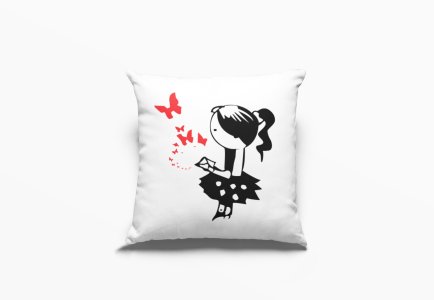 Girl with letter-Printed Pillow Covers For (Pack Of Two)