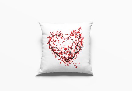Heart With Flowers And Banches-Printed Pillow Covers For (Pack Of Two)