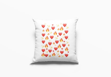 Emoji Fire Hearts Emoji Background -Printed Pillow Covers For (Pack Of Two)