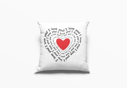 Heart Surrounded By I Love You Text -Printed Pillow Covers For (Pack Of Two)
