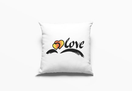 Love Text With Double Hearts -Printed Pillow Covers For (Pack Of Two)