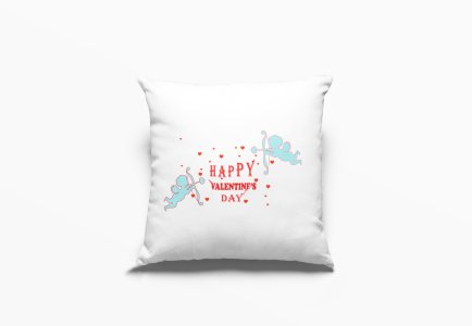 Happy Valentine's Day With Too Cute for Cupid -Printed Pillow Covers For (Pack Of Two)