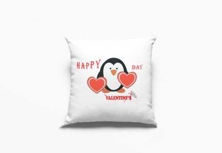 Penguin With Hearts -Printed Pillow Covers For (Pack Of Two)