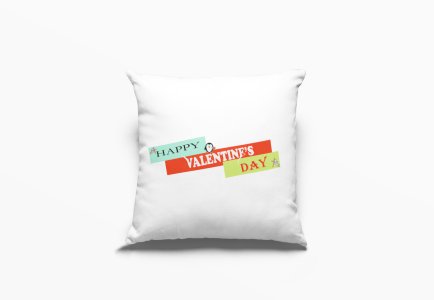 Happy Valentine's Day Colourfull Text -Printed Pillow Covers For (Pack Of Two)