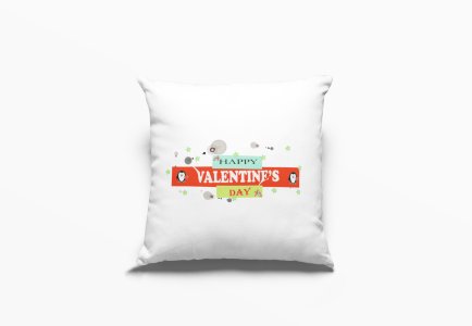 Happy Valentine's Day Colourfull Text With Star And Moons - Printed Pillow Covers For (Pack Of Two)