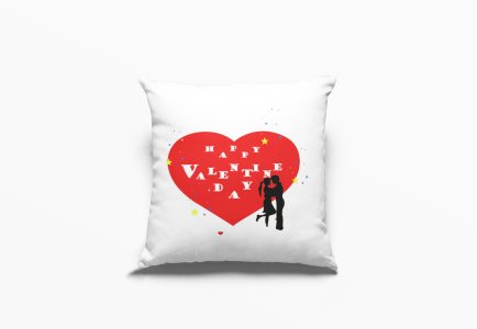 Happy Vlaentine's Day text in White -Printed Pillow Covers For (Pack Of Two)
