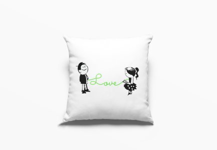 Love Text Between Girl And Boy -Printed Pillow Covers For (Pack Of Two)