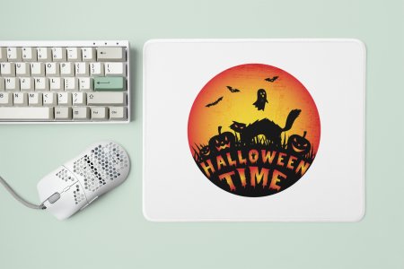 Halloween Time -Circle -Hunted House -Halloween Theme Mousepads