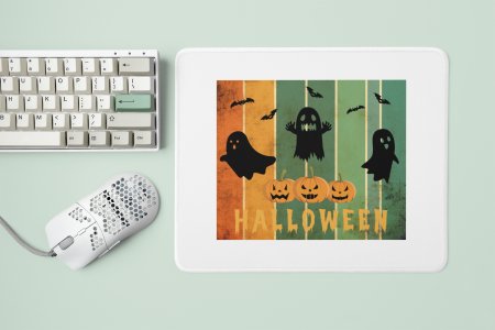 Halloween Text With Colourfull Background -Flying Bats -Halloween Theme Mousepads