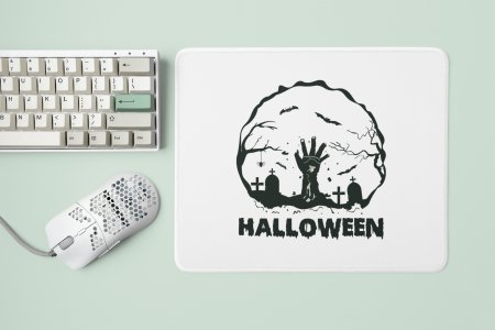 Halloween, graveyard, (BG white) -Halloween Theme Mousepads