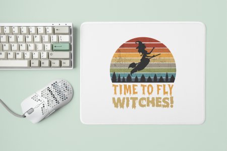 Time To fly Witches-Flying Witch-Halloween Theme Mousepads
