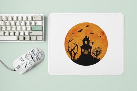 Hunted House With Scary Trees -Halloween Theme Mousepads