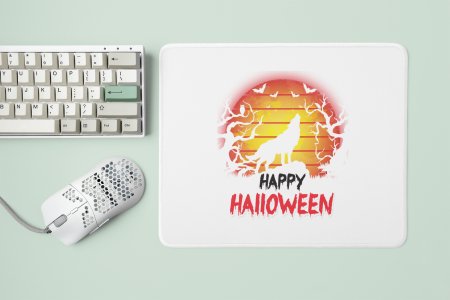 Happy Halloween-Howling Fox -Halloween Theme Mousepads