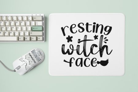 Resting Witch Face Black Text -Halloween Theme Mousepads