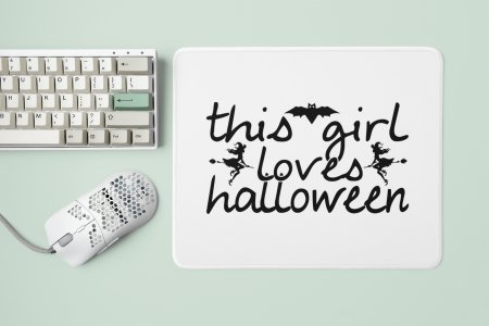 This Girl Loves Halloween Black Text-Halloween Theme Mousepads