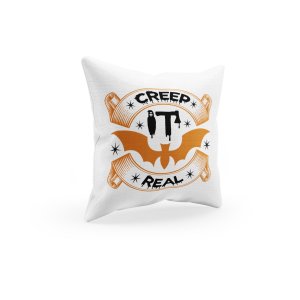 Creep it real-Bat(BG Orange)-Halloween Theme Pillow Covers (Pack Of 2)