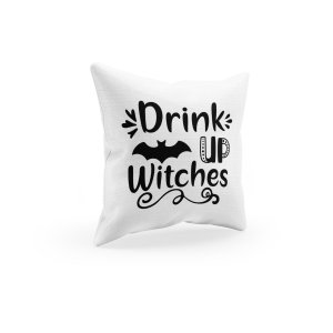 Drink up witches, flying bat -Halloween Theme Pillow Covers (Pack Of 2)