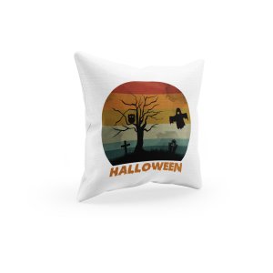 Halloween Cemetery illustration graphic -Halloween Theme Pillow Covers (Pack Of 2)